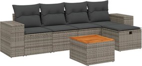 vidaXL 6 részes szürke polyrattan kerti ülőgarnitúra párnákkal