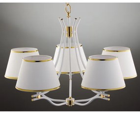 Jupiter 2084 - láncos csillár SAMBA 5xE27/15W/230V fehér/arany