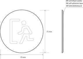 Sapho Sapho, "EXIT" tábla, átmérő 75 mm, nemesacél matt, XP128