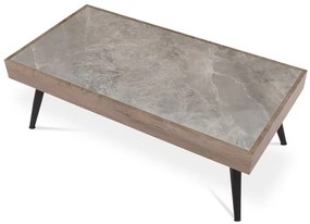 Szürke Márványhatású Luxus Dohányzóasztal, Kerámia Lappal és MDF Kerettel, 120×60 cm. AHG-281