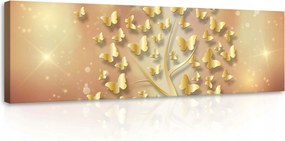 Vászonkép 145x45 Arany fa Absztrakt pillangókkal Finom akcentus otthonra