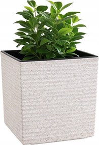 Szögletes Kaspó 19 Cm-es Vésőbetéttel Krémfehér Erkélyre