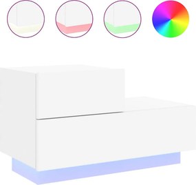 vidaXL fehér éjjeliszekrény LED-világítással 70 x 36 x 40,5 cm