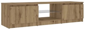 kézműves tölgy szerelt fa TV-szekrény LED-ekkel 140x40x35,5 cm