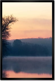 Poszter keretben 40x60 Tél Köd Erdő Tó