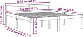 Viaszbarna tömör fenyőfa időseknek való ágy 150 x 200 cm