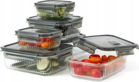 Hőálló, légmentesen záródó üveg ételtároló dobozok x6