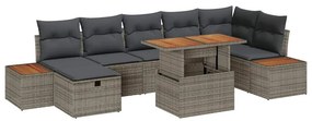 vidaXL Kerti Kanapé Szett 8 pcs Szürke polirattan