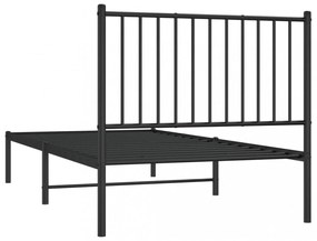 fekete fém ágykeret fejtámlával 90 x 190 cm