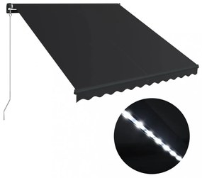 antracitszürke kézzel kihúzható LED-es napellenző 300 x 250 cm