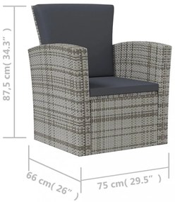 vidaXL 8 részes szürke polyrattan kerti bútorszett párnákkal