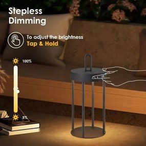Dimmelhető kültéri újratölthető érintésvezérlésű asztali LED-lámpa GENTLE LED/1,5W/3,7V 3000 mAh IP44 fekete