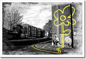 Poszter keretben 60x40 Banksy sárga virág