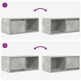 betonszürke szerelt fa TV-szekrény 60x31x25,5 cm