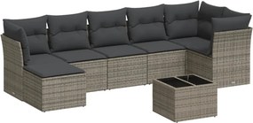 vidaXL 8 részes szürke polyrattan kerti ülőgarnitúra párnákkal