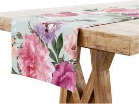 Asztalterítő 40x200 Dekoratív Futópad Virágok Rózsa Menta 5965