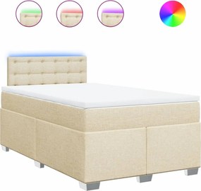 vidaXL krémszínű szövet rugós ágy matraccal 120 x 200 cm