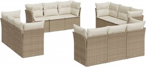vidaXL 12 részes bézs polyrattan kerti ülőgarnitúra párnákkal