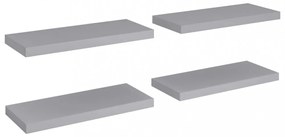 4 db szürke MDF lebegő fali polc 60 x 23,5 x 3,8 cm