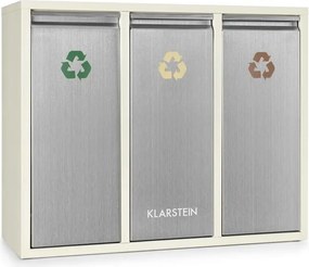 Klarstein Ordnungshütter 3 szemetesláda, szelektív hulladékgyűjtő, 45 l (3 x 15 l), krémszínű