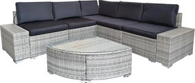 Avenberg AZURE rattan sarokgarnitúra - szürke/fekete