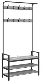 Kabáthorog polcokkal Szürke sonoma 95 x 34 x 184 cm Faanyag