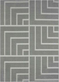 Szőnyeg nappaliba 80x150 cm, puha szálú, szürke modern 3D mintás