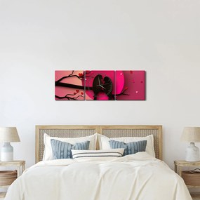 Kép - Szerelmes madarak (órával) (90x30 cm)