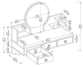 Fésülködőasztal Makole (atlanti fenyő + bézs) . 1094113