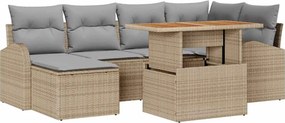 vidaXL Kerti Kanapé Szett párnával 7 pcs bézs és világosszürke