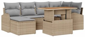vidaXL Kerti Kanapé Szett párnával 7 pcs bézs és világosszürke