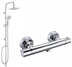 Mexen Slim - zuhanygarnitúra termosztatikus csapteleppel alsó csatlakozással és zuhanygarnitúra felső és kézi fejjel, króm, 77105-00 + PG7 20KX