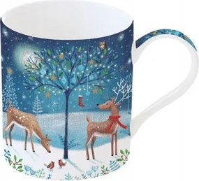 Téli Porcelán Bögre Szarvas és mesefa