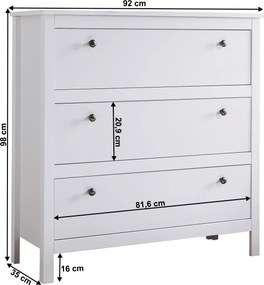 Komód 3S, fehér, OLJE