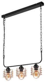 Csillár láncon MORGAN 3xE27/60W/230V fekete/réz