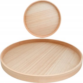 Konyhai Tálca Nagy Kerek 45cm Fa Boho Nappali Otthon Natúr