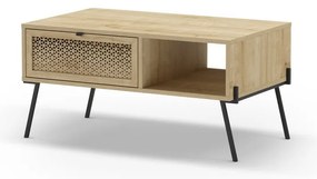 Natúr színű dohányzóasztal tölgyfa dekorral 60x100 cm Ecrin – Marckeric