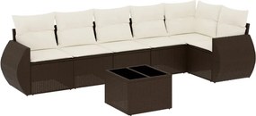 vidaXL 7 részes barna polyrattan kerti ülőgarnitúra párnákkal
