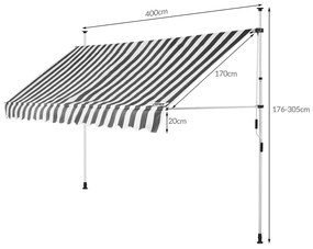 Deuba Napellenző 400 cm - szürke/fehér