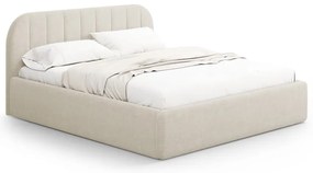 Krémszínű kárpitozott ágyneműtartós franciaágy ágyráccsal 200x200 cm Juno – Windsor &amp; Co Sofas
