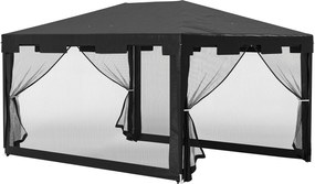 Outsunny 4x3m-es Téglalap Alakú Vízlepergető Stabil Télálló Pavilon Szúnyoghálóval, 4 Oldalfallal, Partytábori Asszisztens Kerthez, Sötétszürke | Aoso