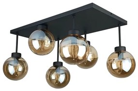 Felületre szerelhető csillár  DEA 6xE14/60W/230V fekete/füstös bézs