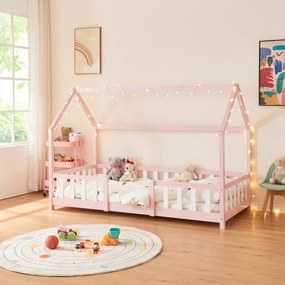 [en.casa] Házikó gyerekágy Sisimiut 90x200 cm fenyőfa rózsaszín/fehér
