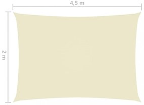 krémszínű téglalap alakú oxford-szövet napvitorla 2 x 4,5 m