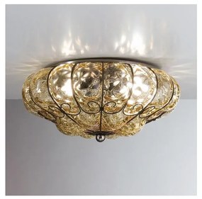 SIRU - Mennyezeti lámpa SOLE 3xE14/40W/230V átm. 31 cm bézs/króm Velencei üveg