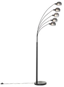 Design állólámpa fekete füstüveggel 5 lámpás - Sixties Marmo