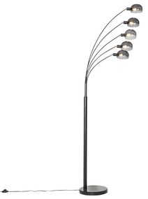 Design állólámpa fekete füstüveggel 5 lámpás - Hatvanas évek Marmo