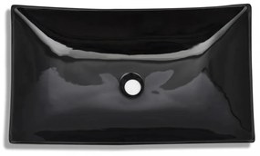 Fürdőszoba téglalap alakú kerámia mosdó fekete