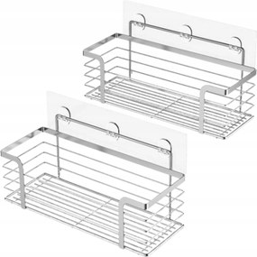 Fürdőszobai Zuhanypolc Fúrás Nélkül 2 db-os szett Rozsdamentes acél