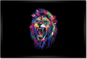 Poszterek keretben 60x40 Színes ordító tigris